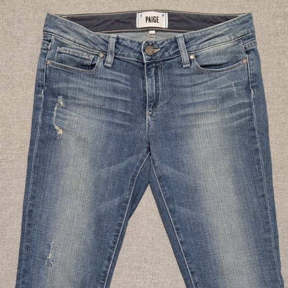 PAIGE Skyline Ankle Peg Medium Wash Slightly Distressed Jeans - Size 27 - Picture 3 of 14